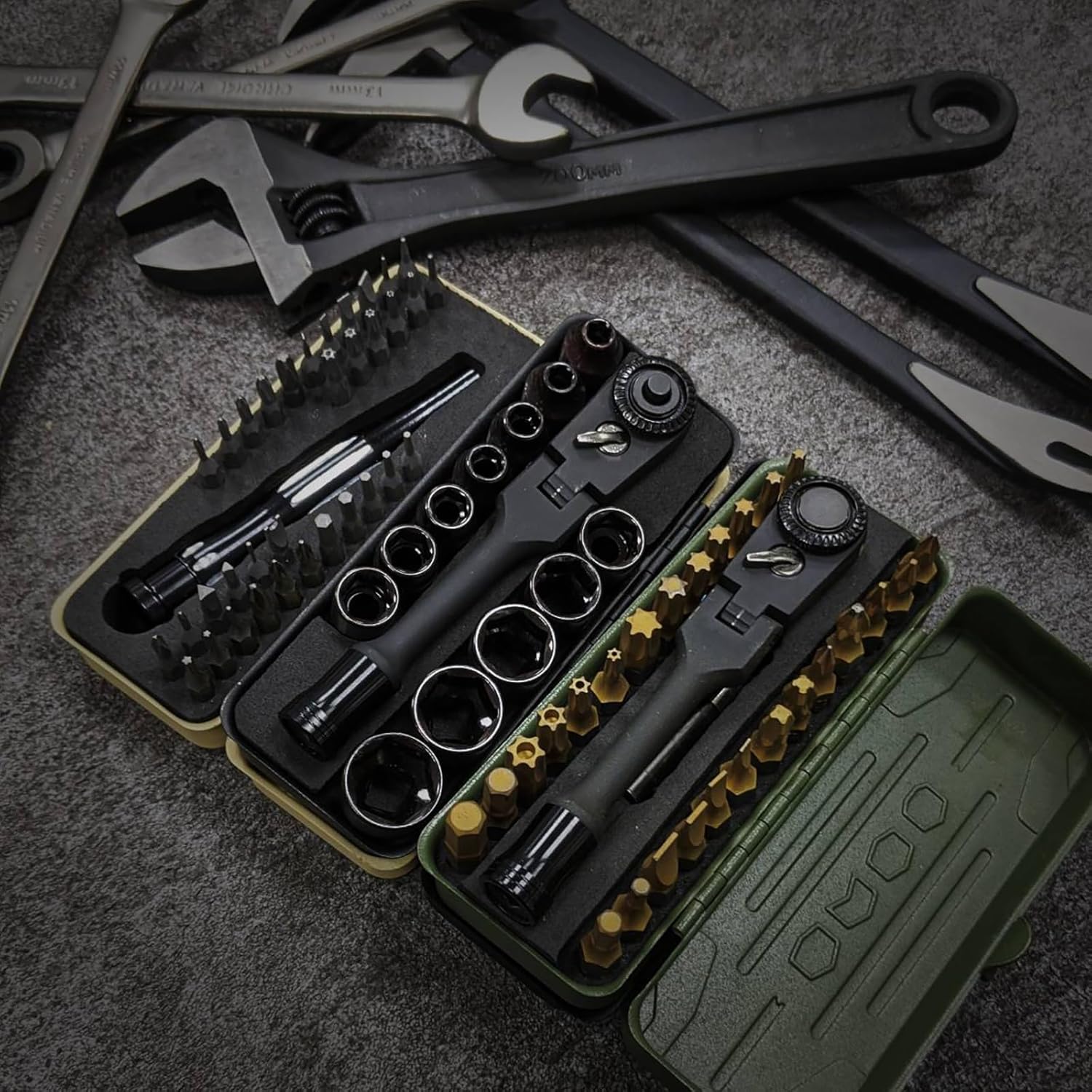 KESI Tool Torx Bit Set 77-Piece, Fully Armed Bits Ratchet Set with 13-Piece 1/4 Dr. Low Profile Sockets, 1/4 Dr 29-piece, and 35-piece Multi Function Bit Set