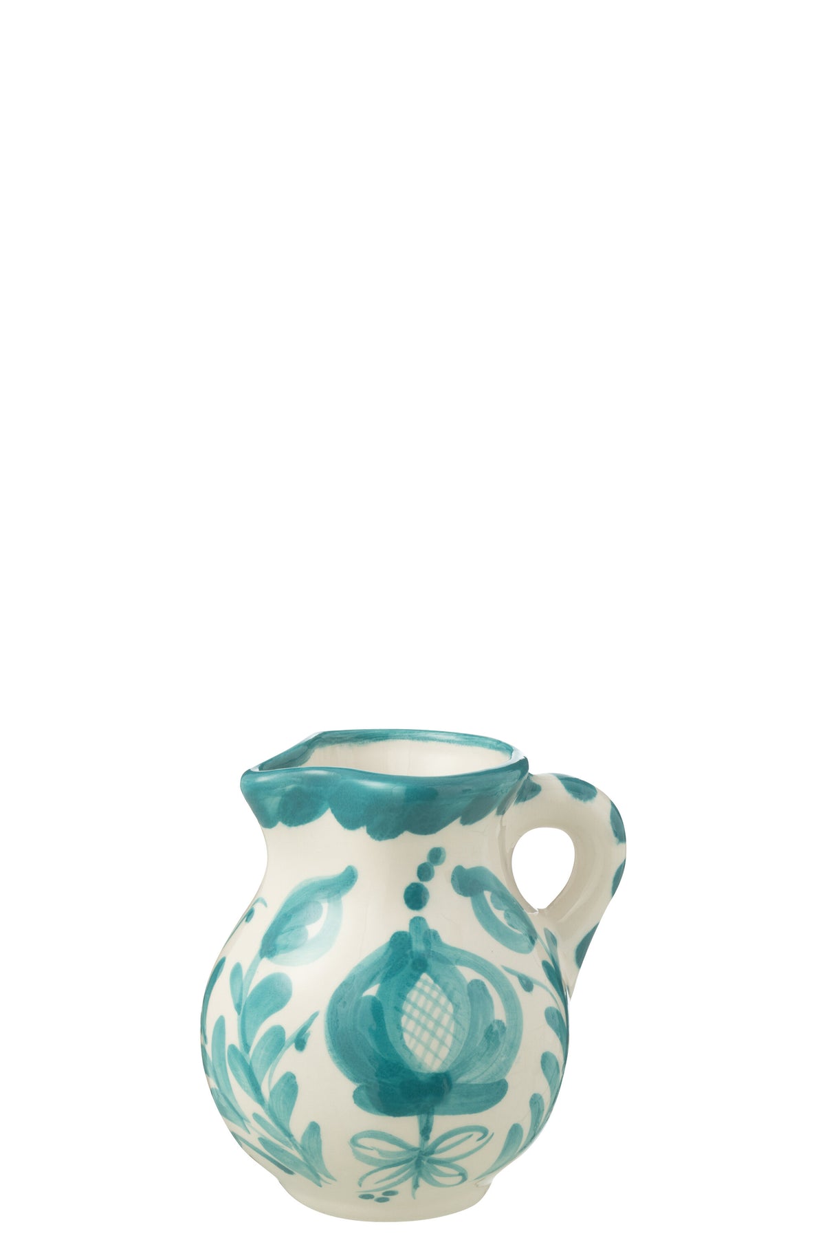 J-Line kruik Granada - keramiek - wit/aqua - small