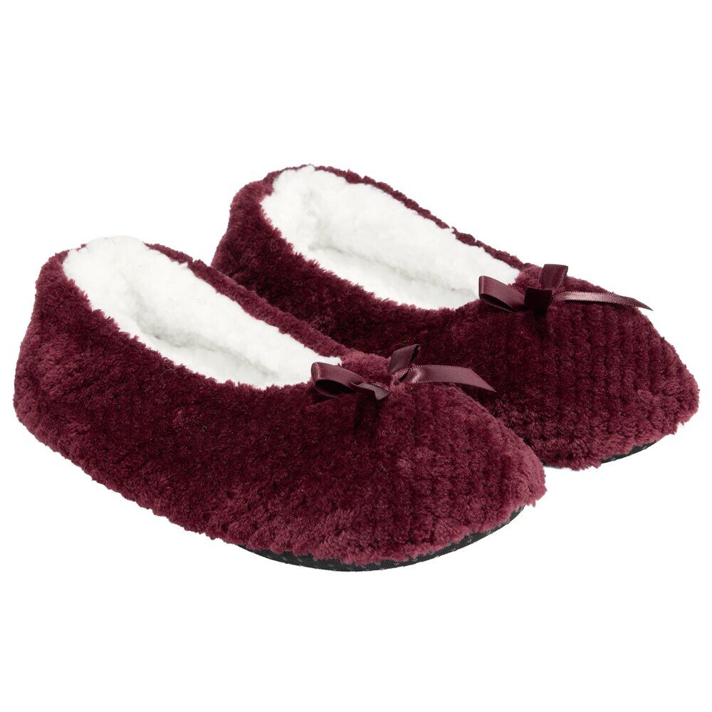 Chaussons ballerines fourrés femme rouge bordeaux 38/39