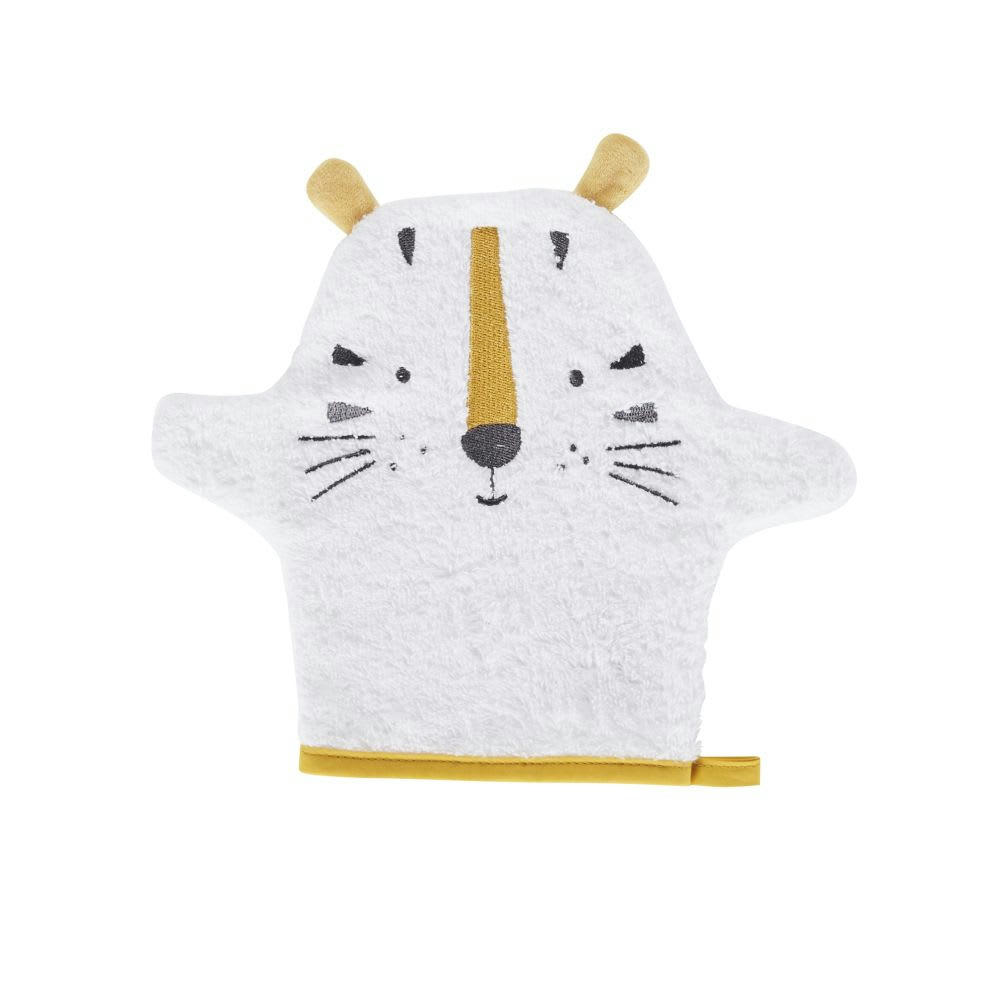 - Sortie de bain tigre blanche, jaune et noire, 100x100