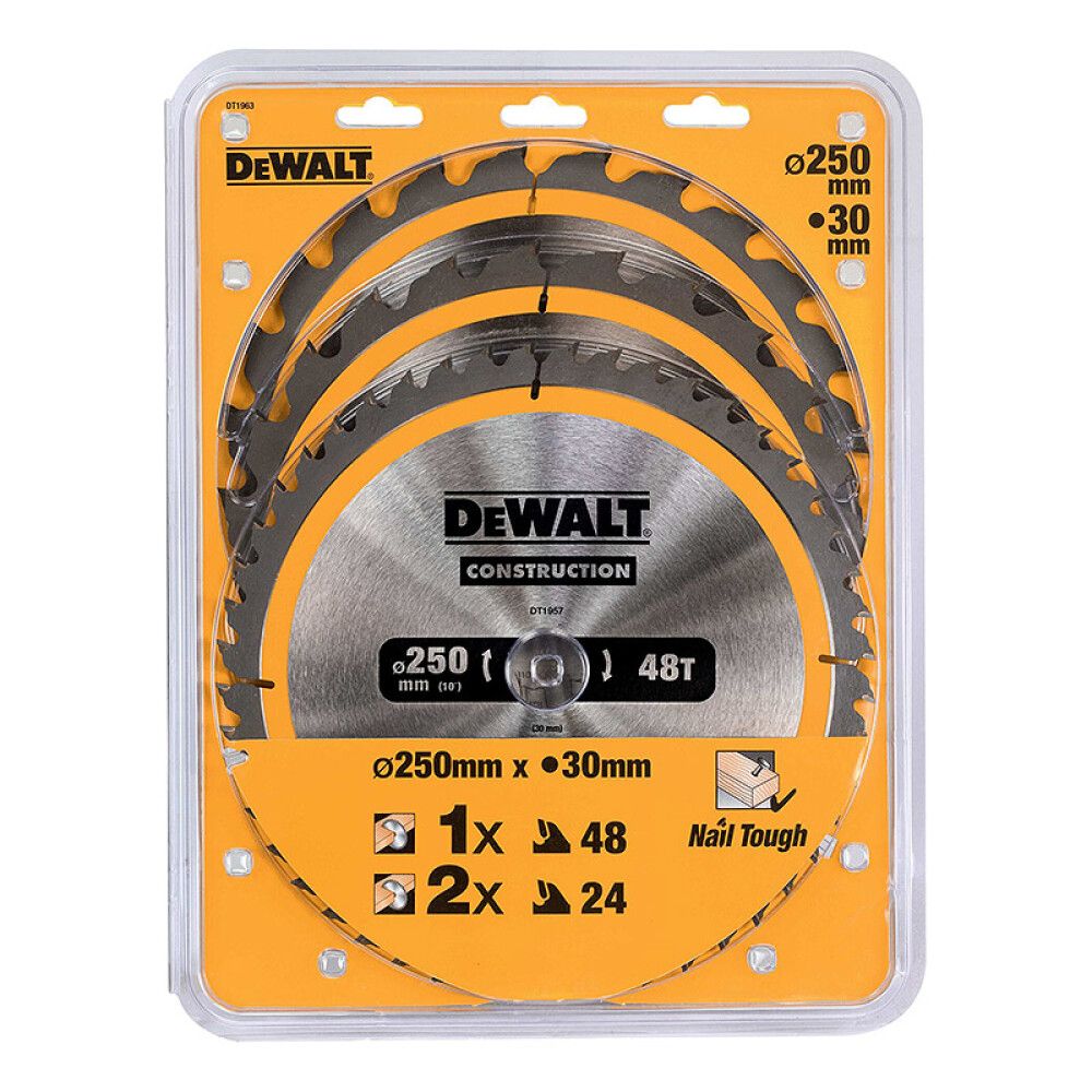 SIRKELSAGBLAD DEWALT DT1963-QZ CONSTRUCTION 250X30MM 3STK