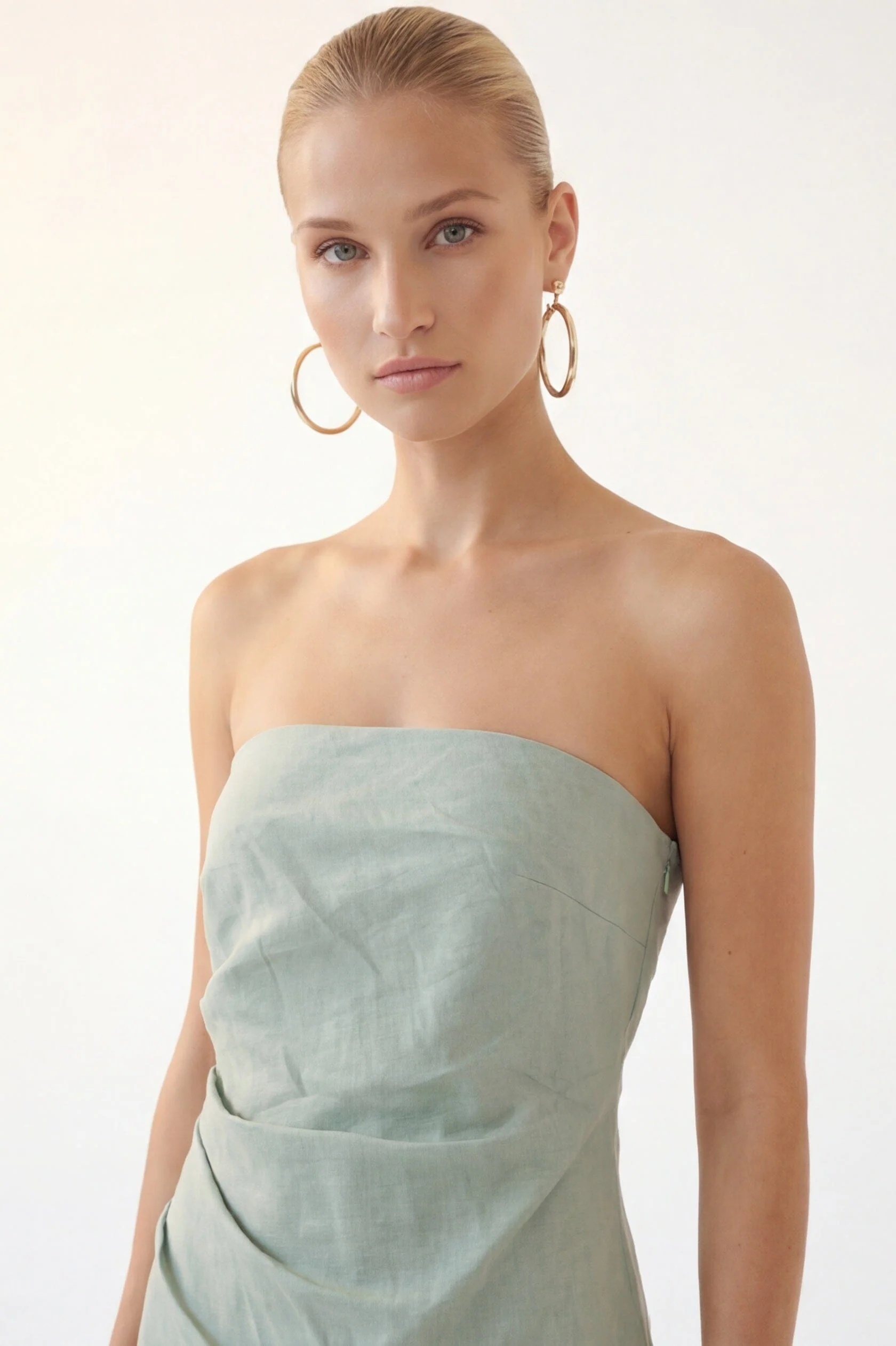 ROBE LIN BUSTIER - CHELSEA - CELADON