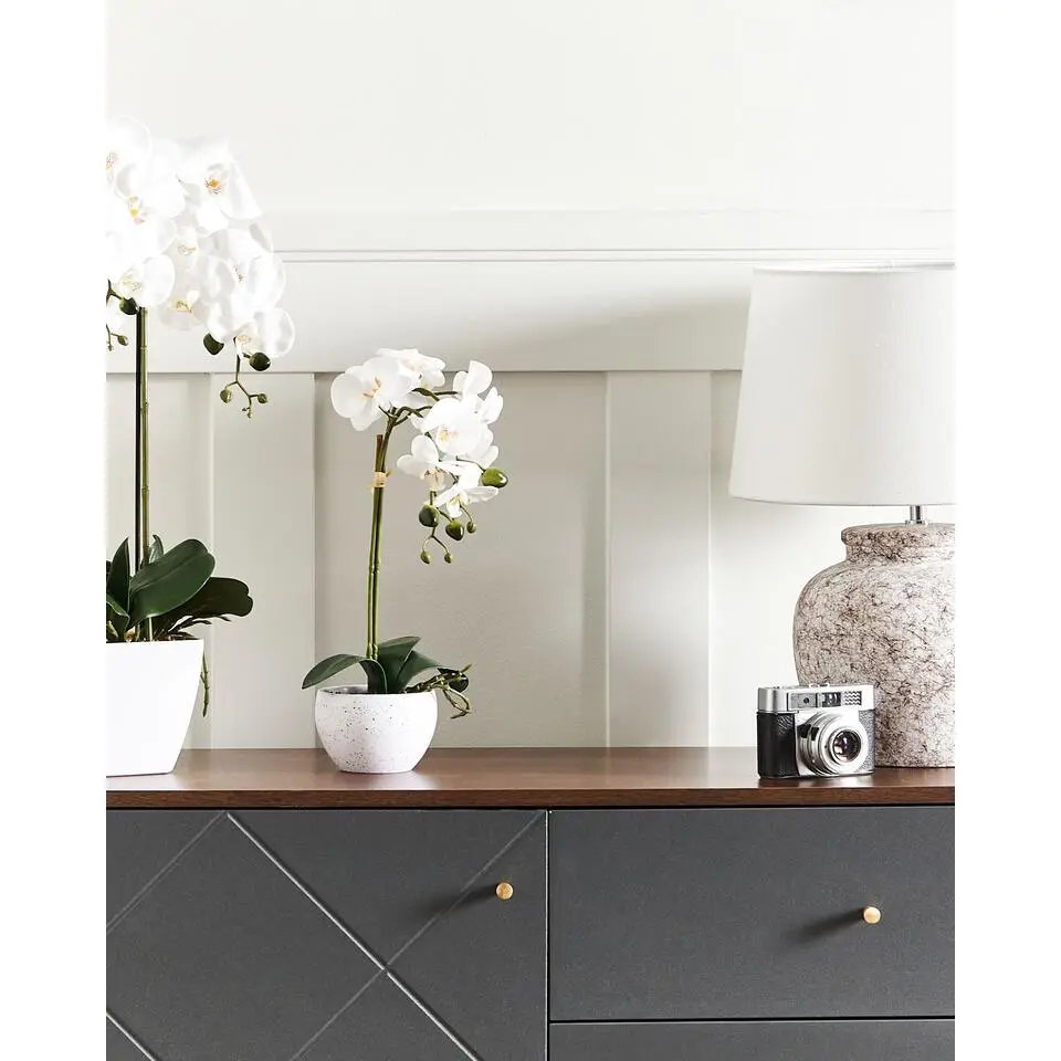 ORCHID - Kunstplant - Wit/Groen - 42 cm - Synthetisch