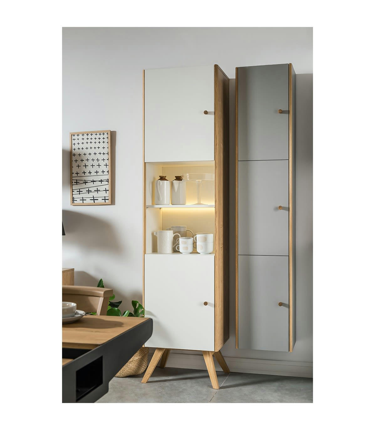 NATURE - Bibliothèque 2 portes avec étagère centrale H207,5 cm