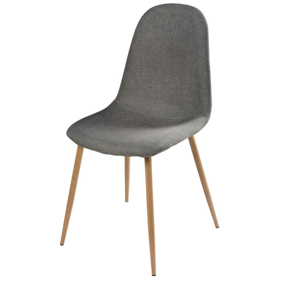 Clyde - Chaise style scandinave grise et métal imitation chêne