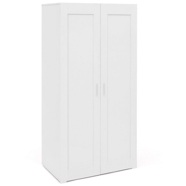 Armoire 2 portes VITO blanc penderie 80 cm avec étagères rangement maxi capacité