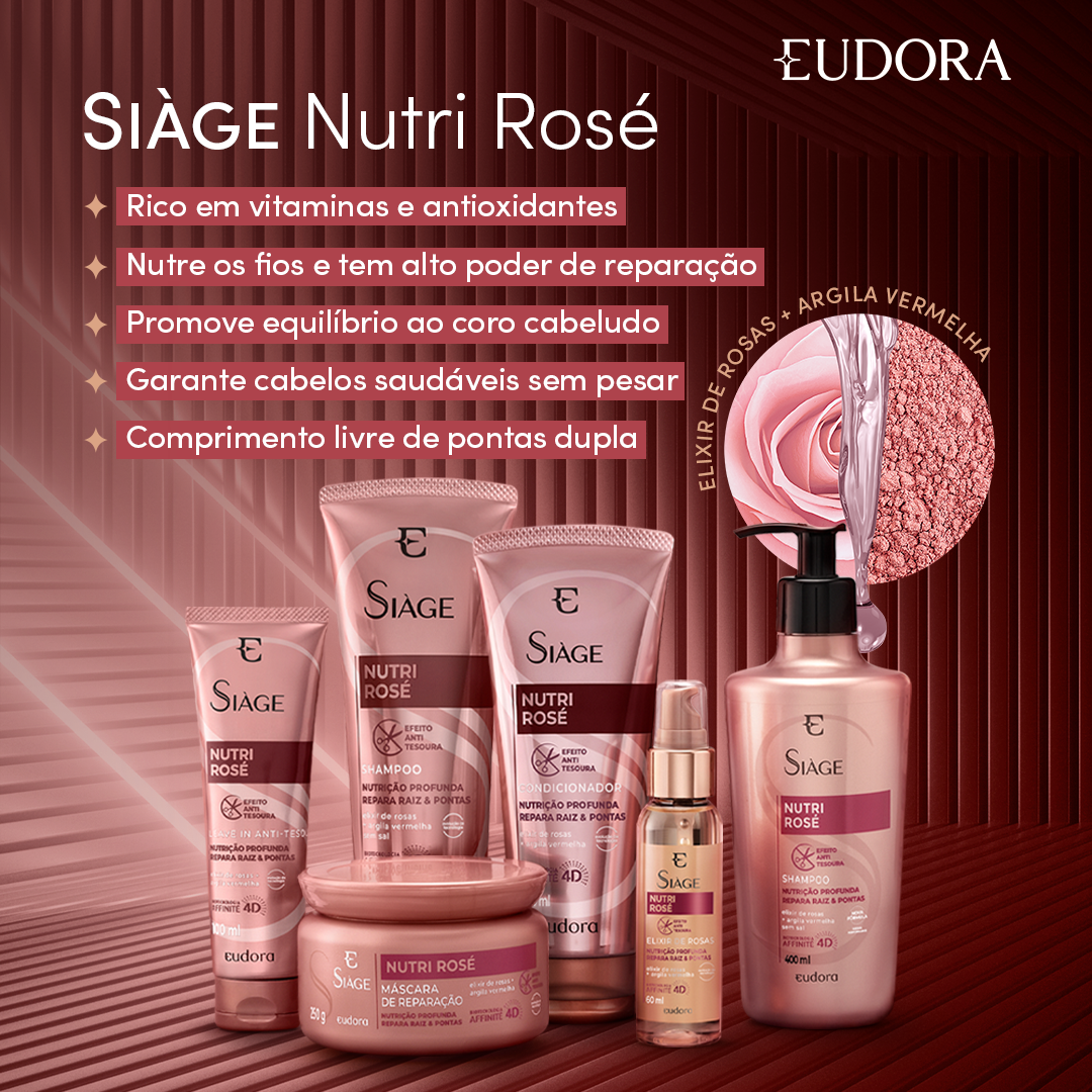 Combo Siàge Nutri Rosé: Shampoo 250ml   Máscara 250g   Condicionador 200ml