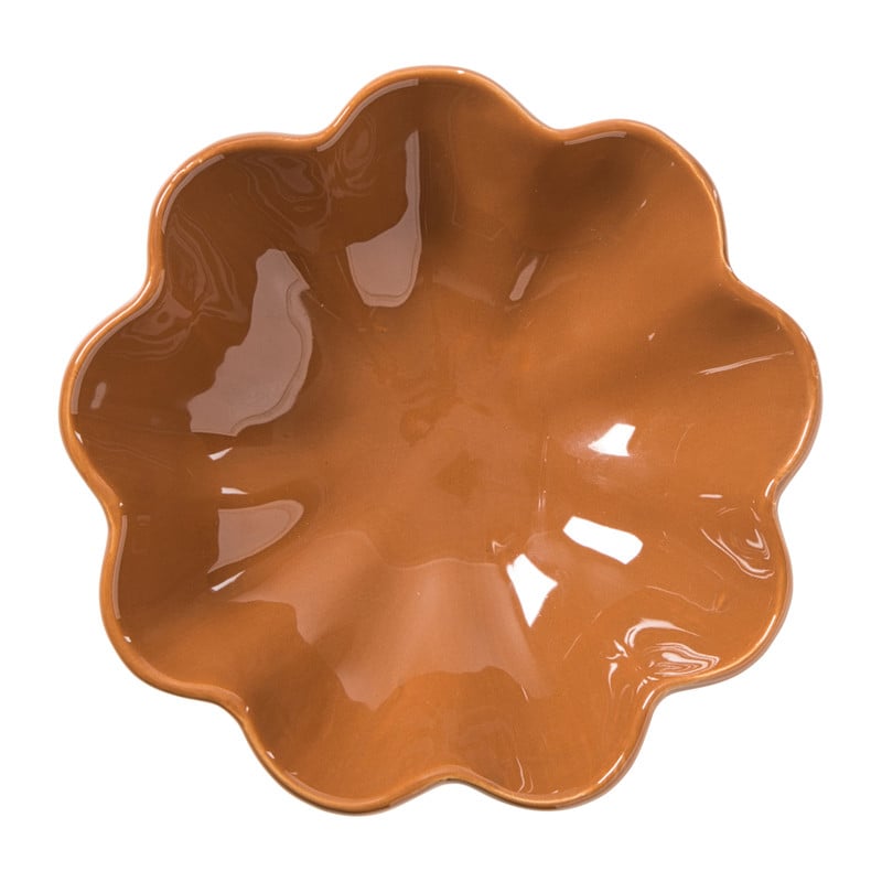 Decoratie schaal op voet bloem - bruin - &Oslash;20x11.5 cm