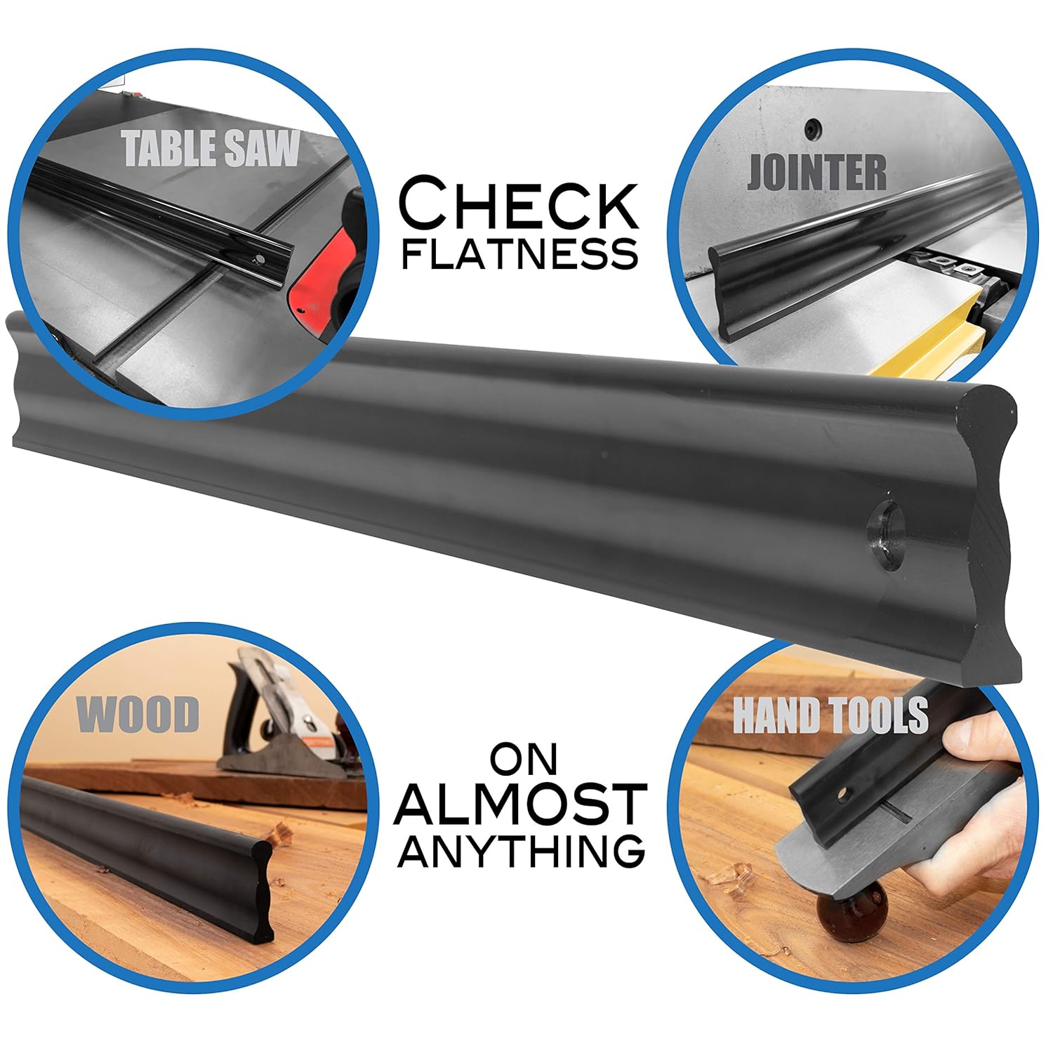 24, 38, 50 Anodized Aluminum Straight Edge Tools with Precision Edge, Check Straightness On Metal Surface Tops & Machinery, Layout Tool for Marking and Scribing Lines