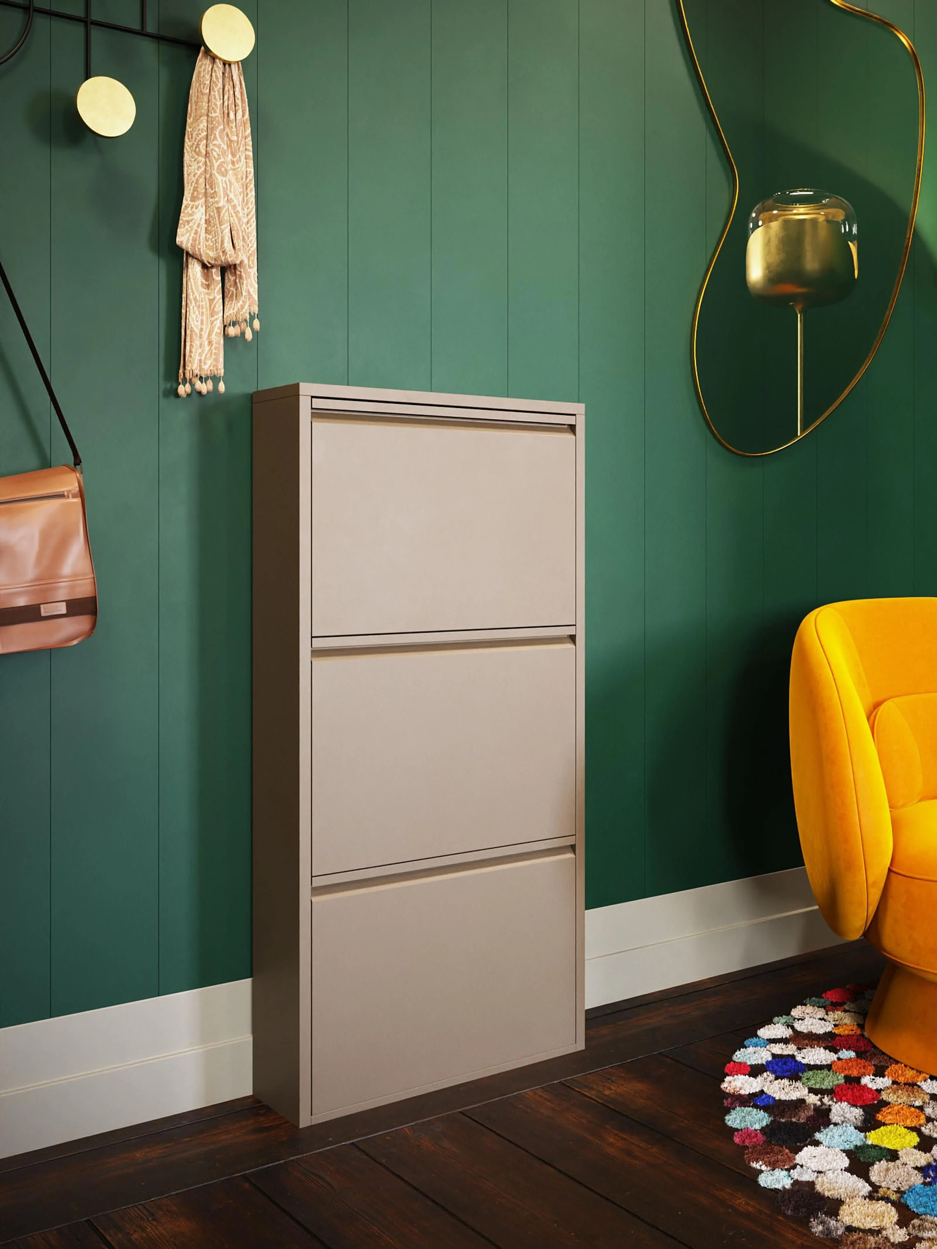 Wand-Schuhschrank Caruso mit Klappfächern