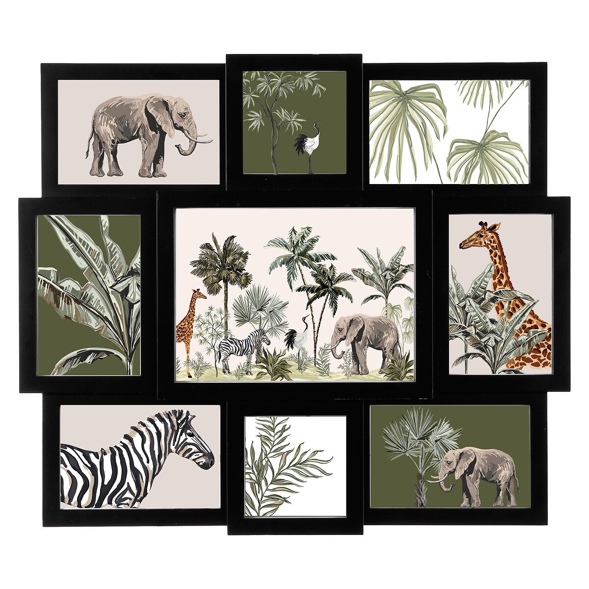 Multimoldura preta para 9 fotos