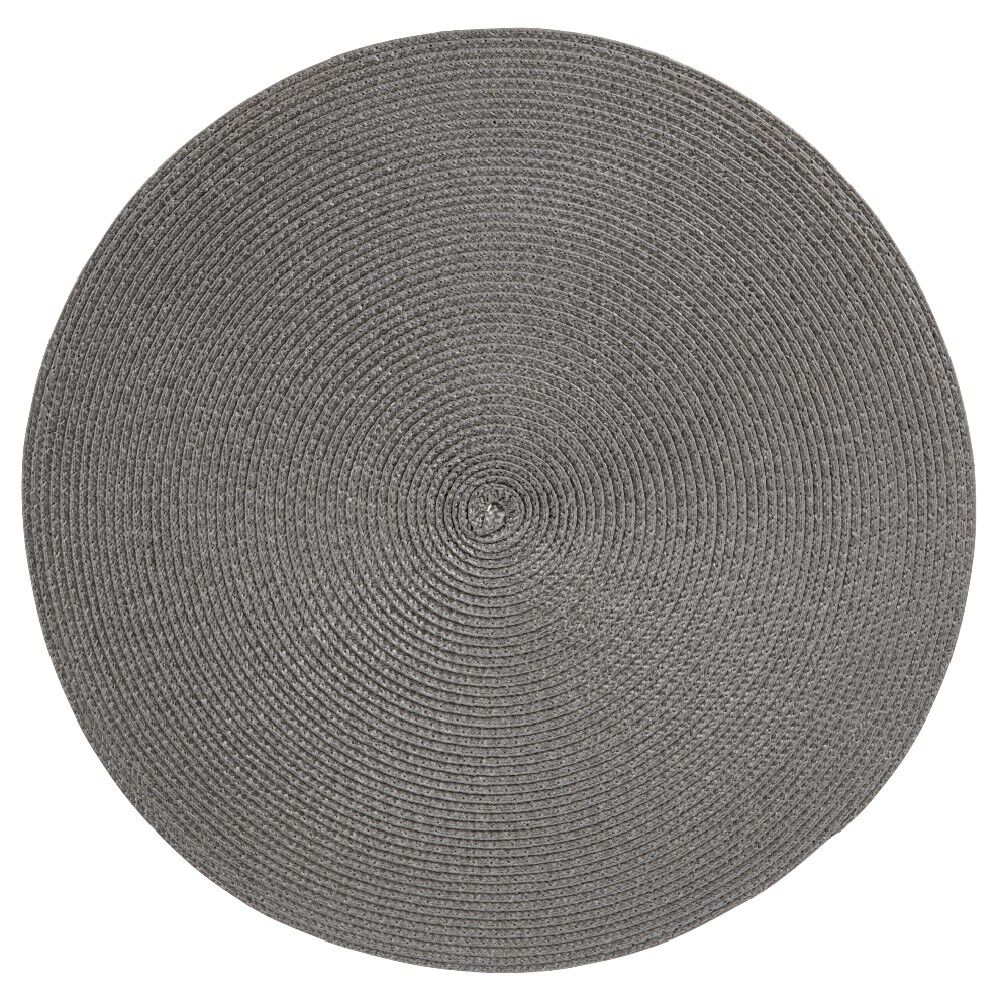 Set de table rond effet paille gris uni Ø38 cm