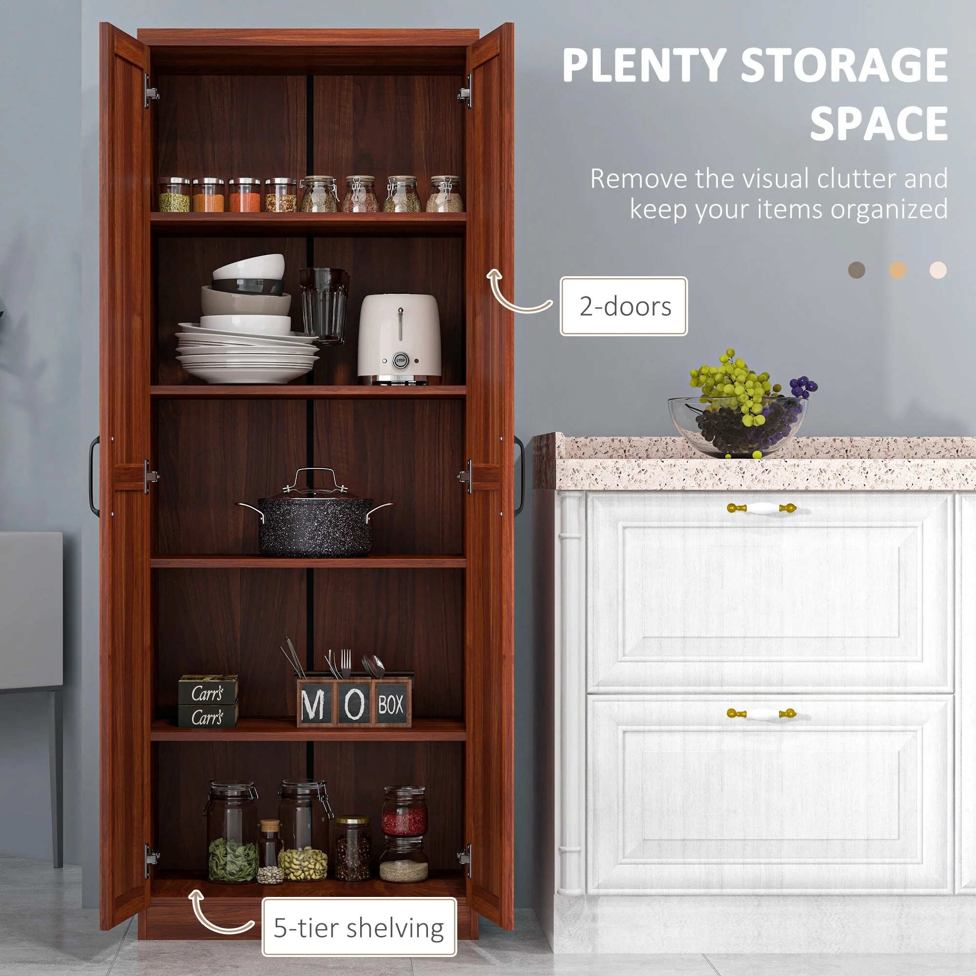 2-Door Kitchen Pantry Storage Cabinet