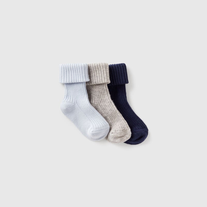 Three pairs of ribbed socks