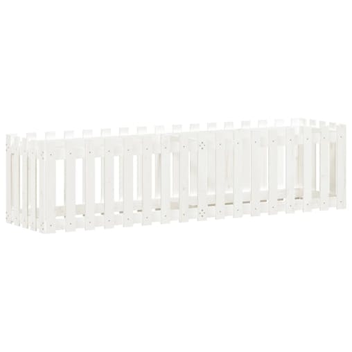 NNEVL Garden Raised Bed with Fence Design White 200x50x50 cm Solid Wood Pine