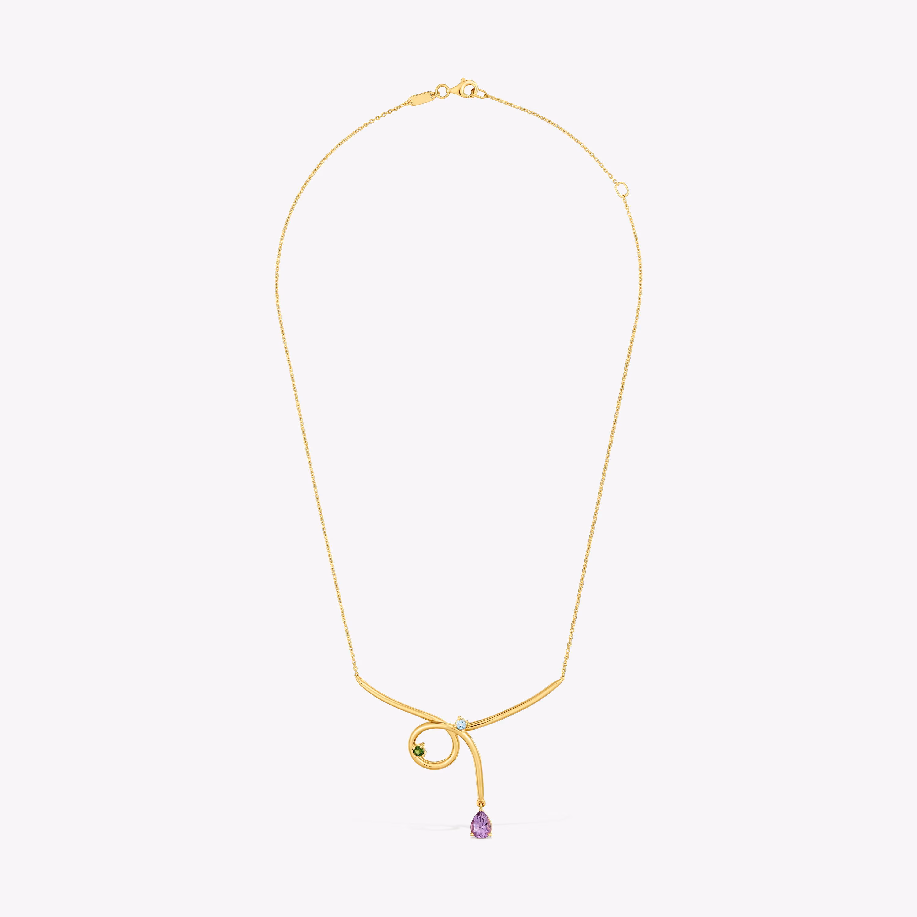 Collar cadena con baño de oro 18 kt sobre plata y gemas Lio