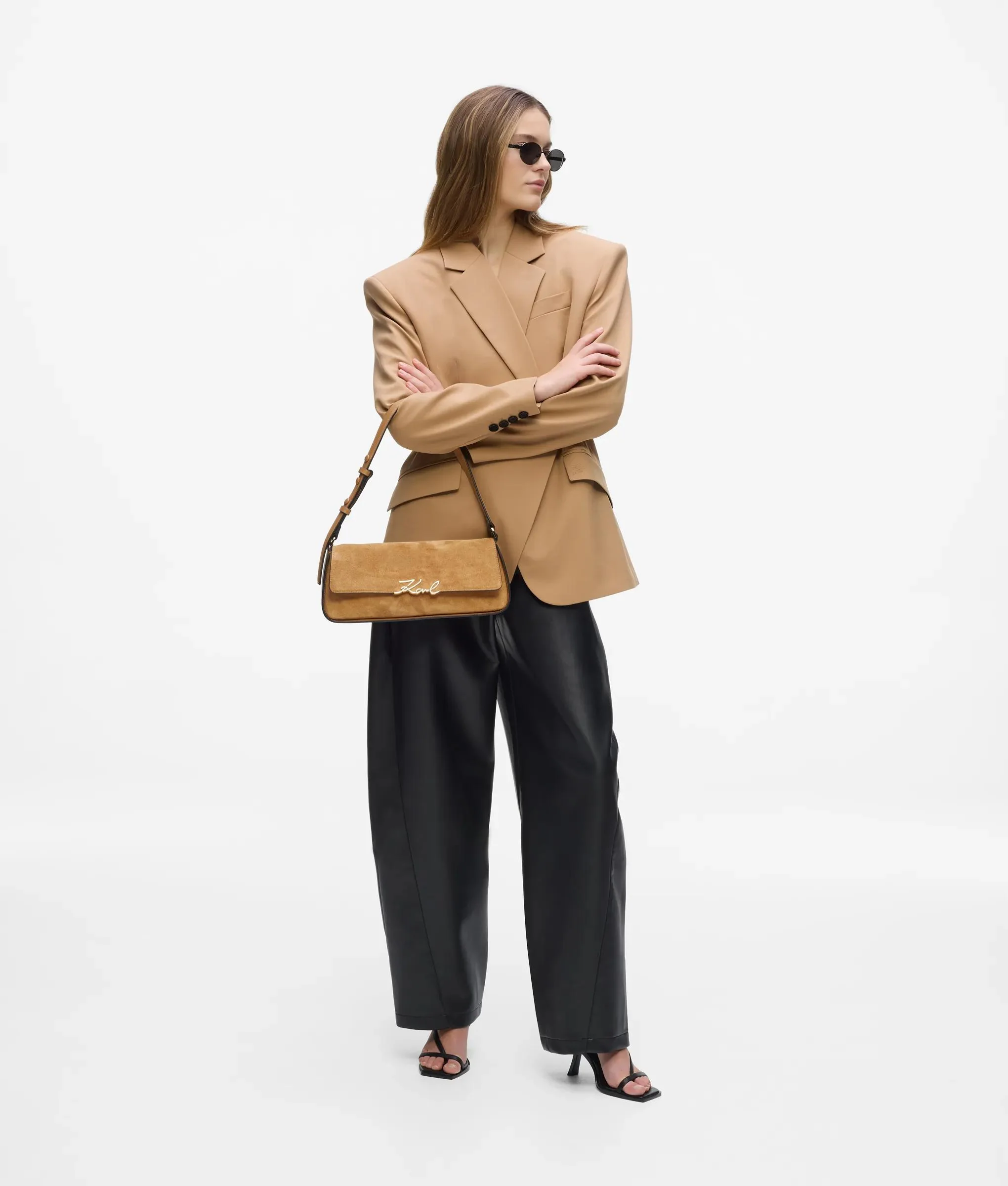 Sac porté épaule en daim K/Signature