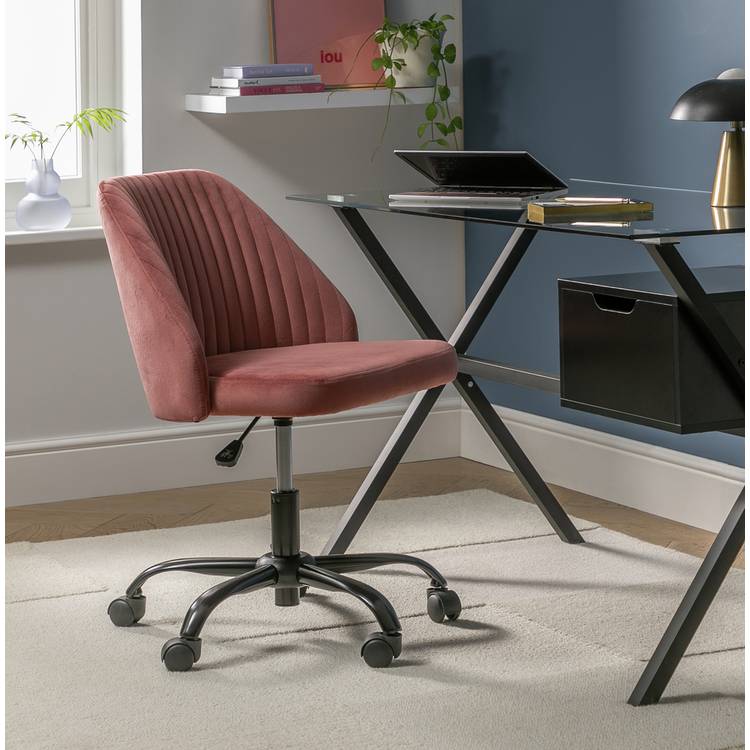 Habitat Nori Velvet Office Chair - Pink