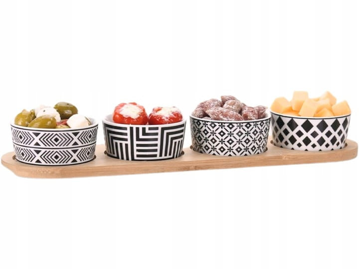 Miseczki na przekąski Ceramiczne na Sos Dipy Porcelanowe Taca Zestaw 4 szt.