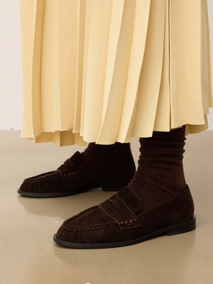 Brown suede loafers