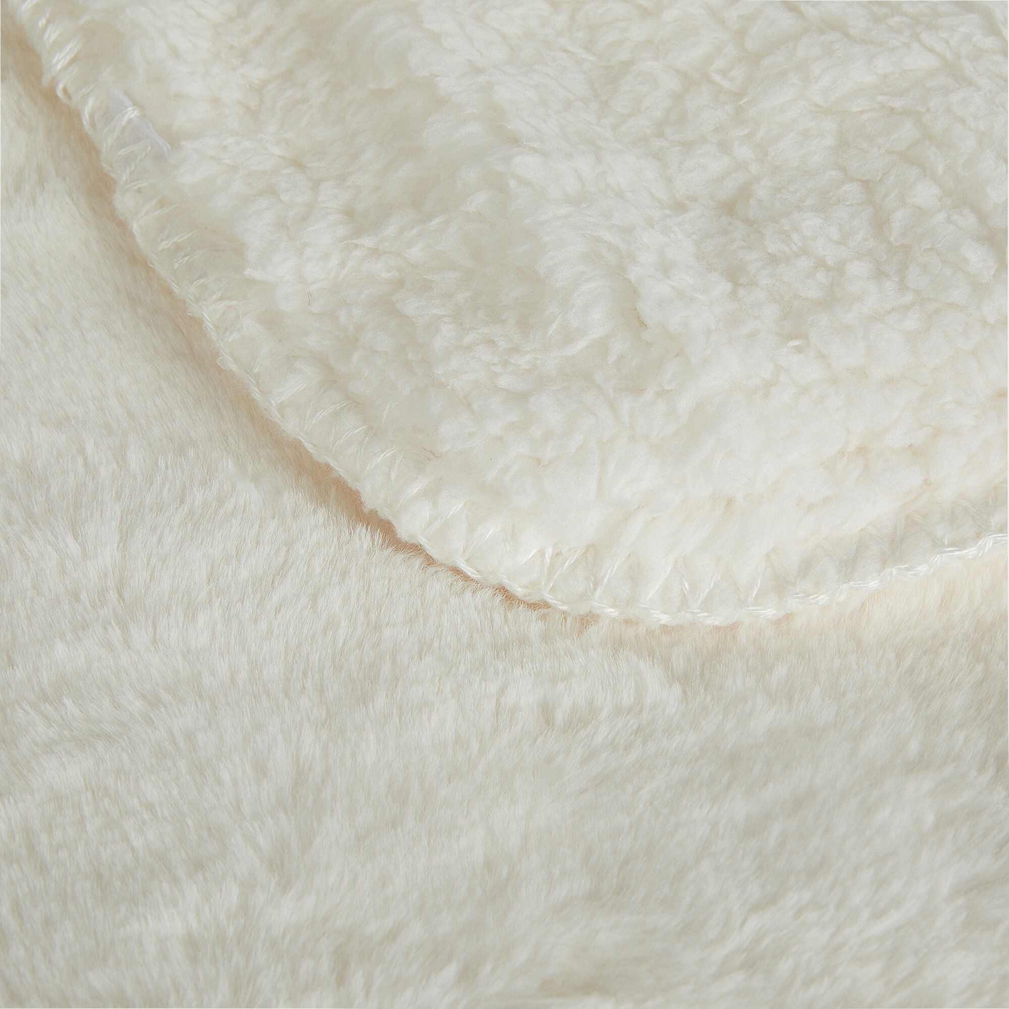 MARIUS - Couvre lit imitation fourrure - blanc ventoux 180x220cm