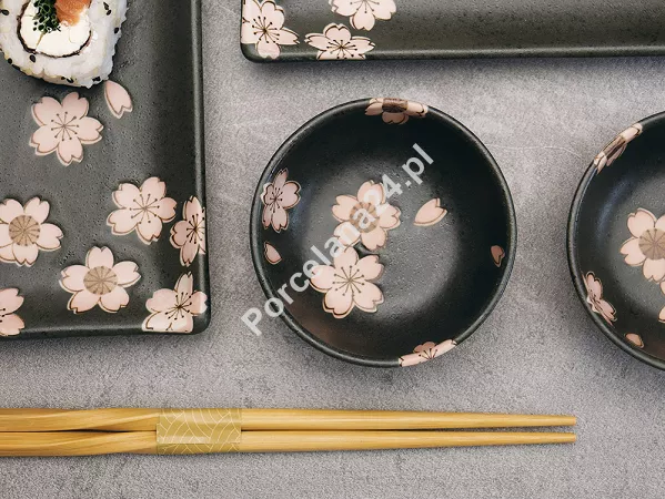 Zestaw do sushi dla 2 osób (4 el.) z pałeczkami Tokyo Design Studio - Sakura Black 33760