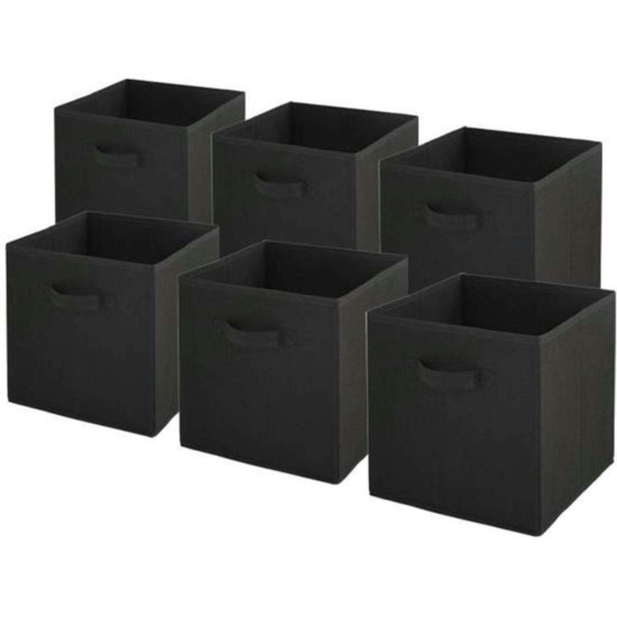 - Lot de 6 paniers  pliables en tissu noir 27x27x27cm