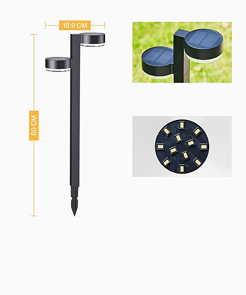 Lampes solaires d'extérieur 4 Pack, 2 en 1 Lampes solaires de jardin, 24 Led 1200mAh étanche, Auto On/Off Décoration de jardin