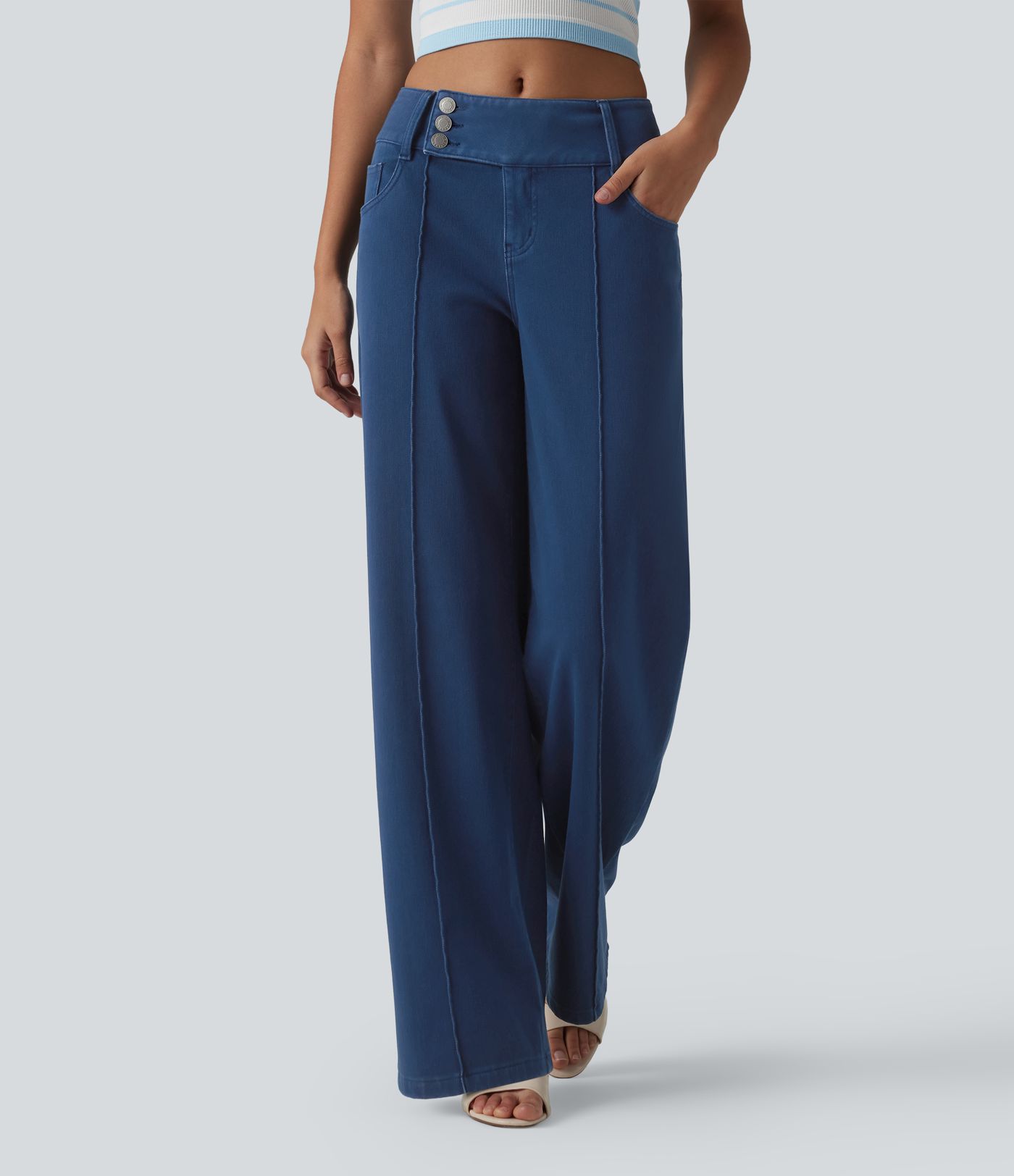 Halara Flex™ Jean droit coloré taille basse avec poches
