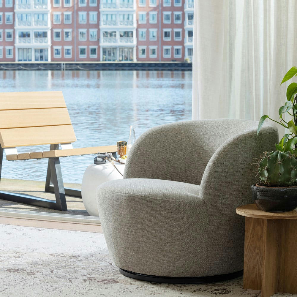 SERRA - Fauteuil pivotant design en tissu naturel