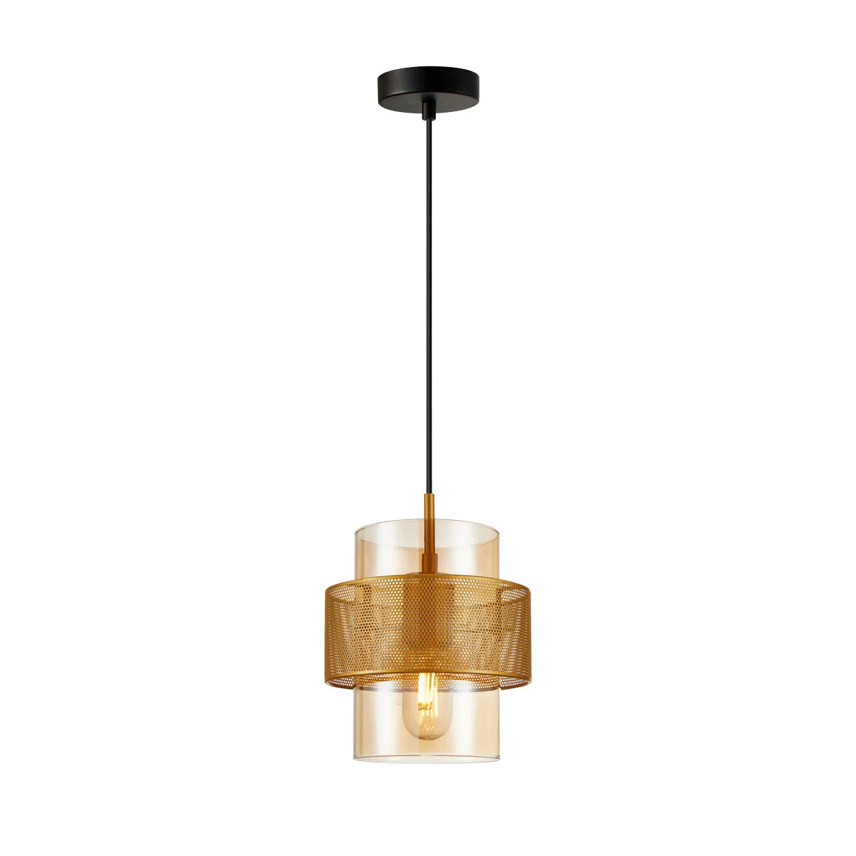 Lampa wisząca złoto-bursztynowy-czarna VINOTI 1xE27x40W Italux