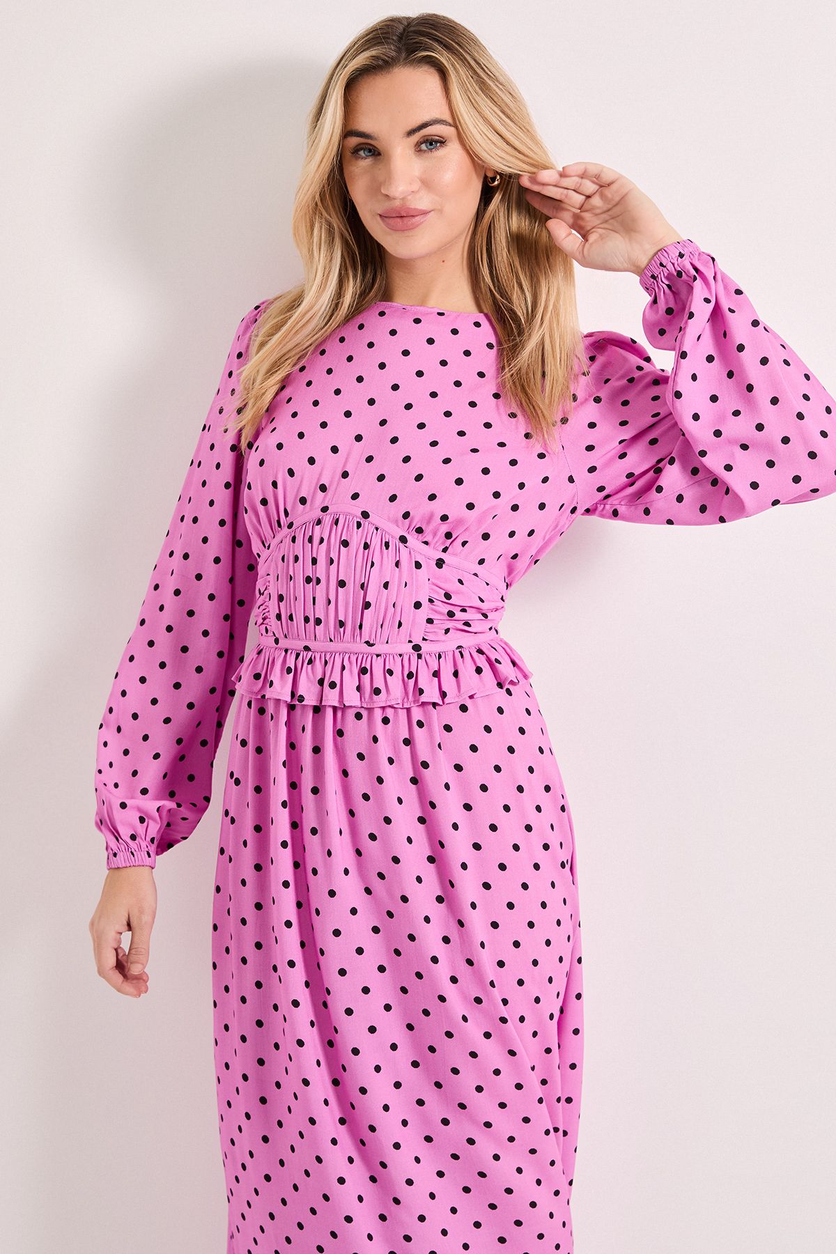Dorothy Perkins Gathered Waist Detail Blouson Sleeve Printed Midi Dress