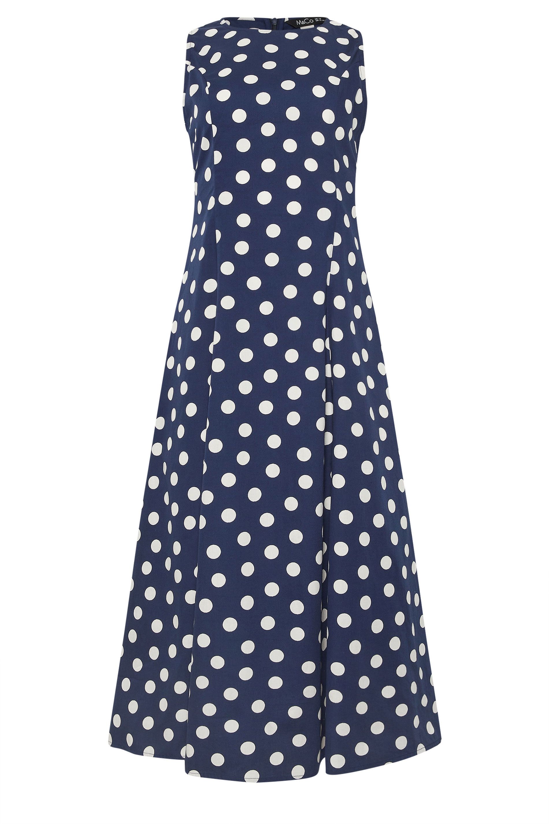 M&Co Polka Dot Fit & Flare Cotton Maxi Dress