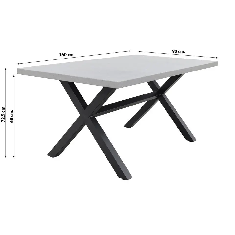 Verona betonlook tuintafel 160 x 90 cm. - Black