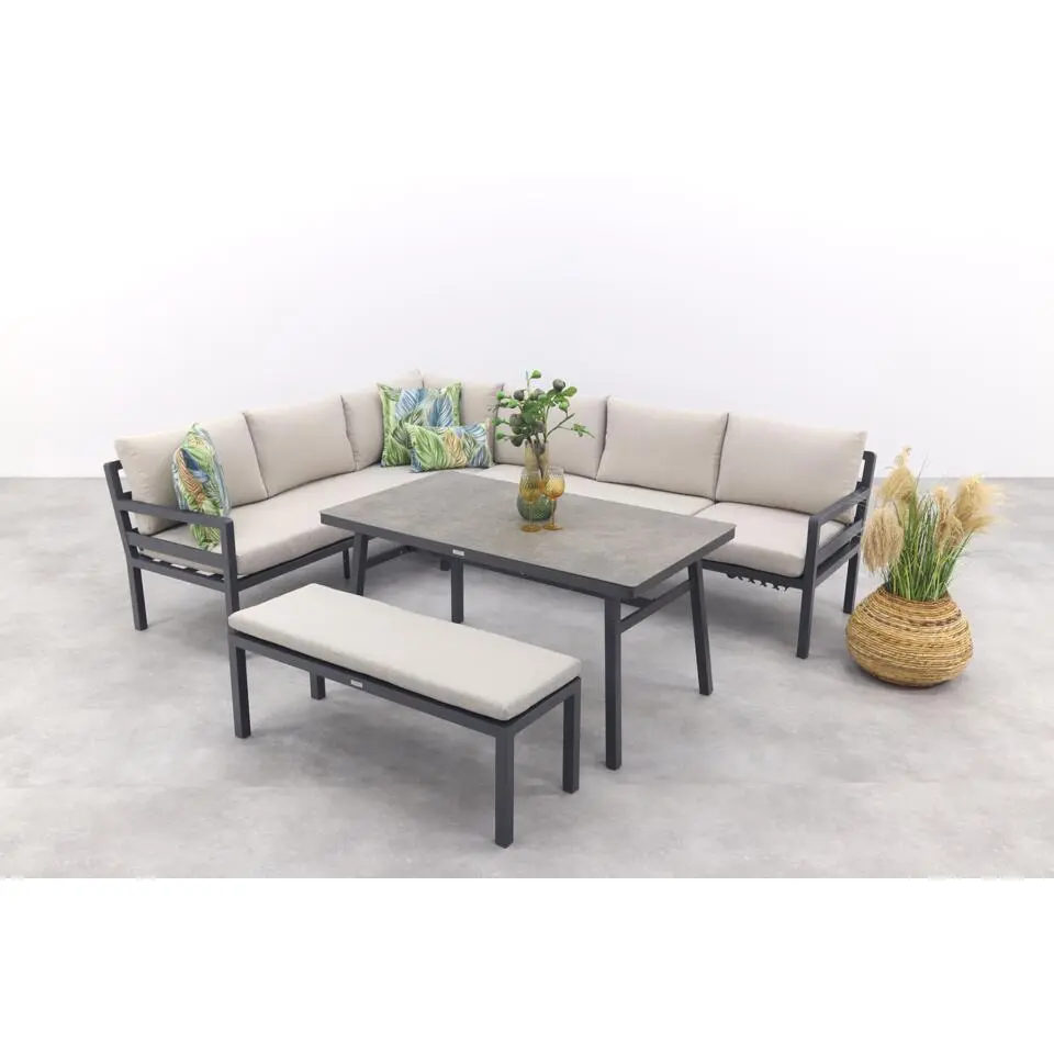 GI Corsica lounge-dining set links (4-delig) - Carbon black
