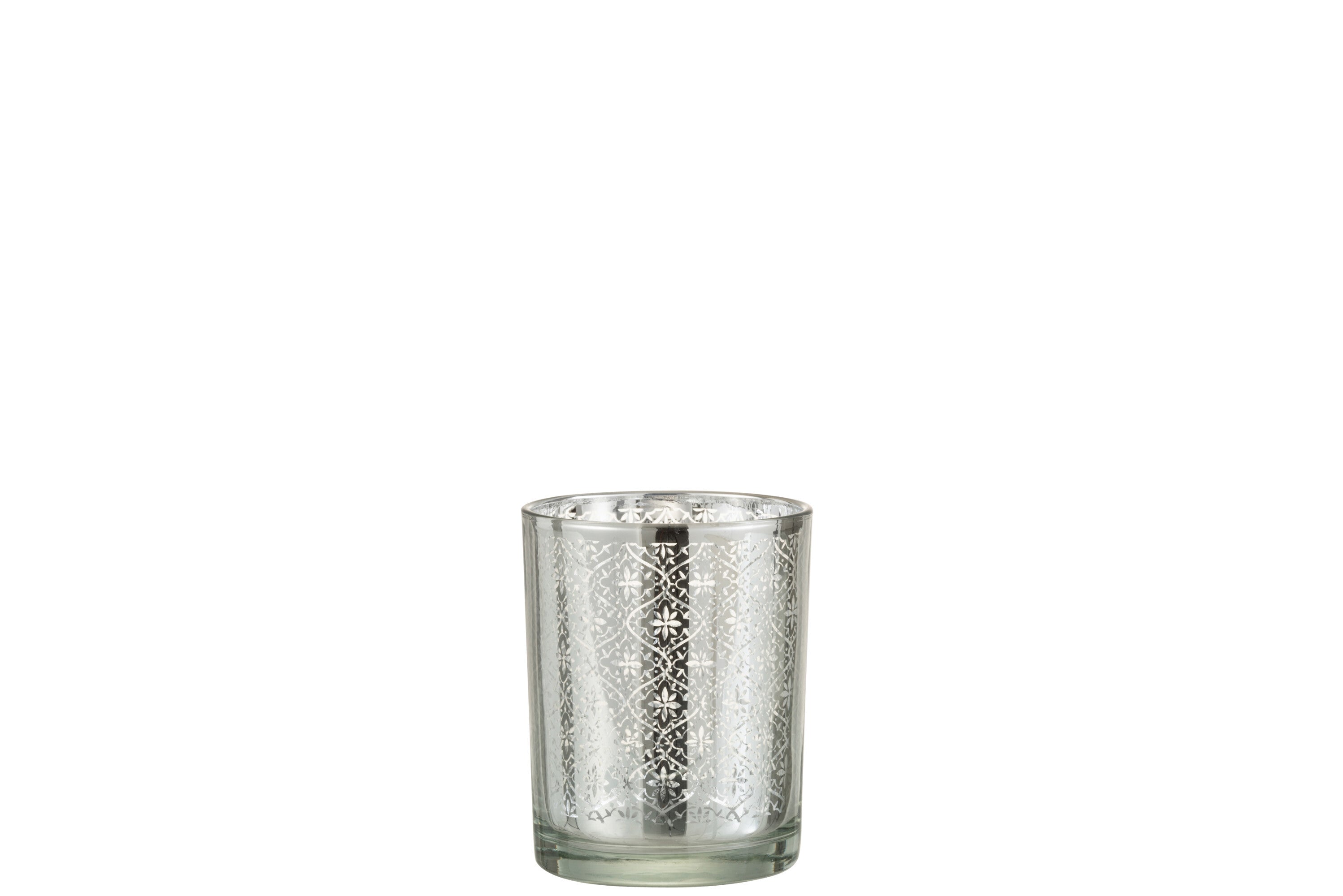 J-Line windlicht Oosters - glas - zilver - small - 2 stuks