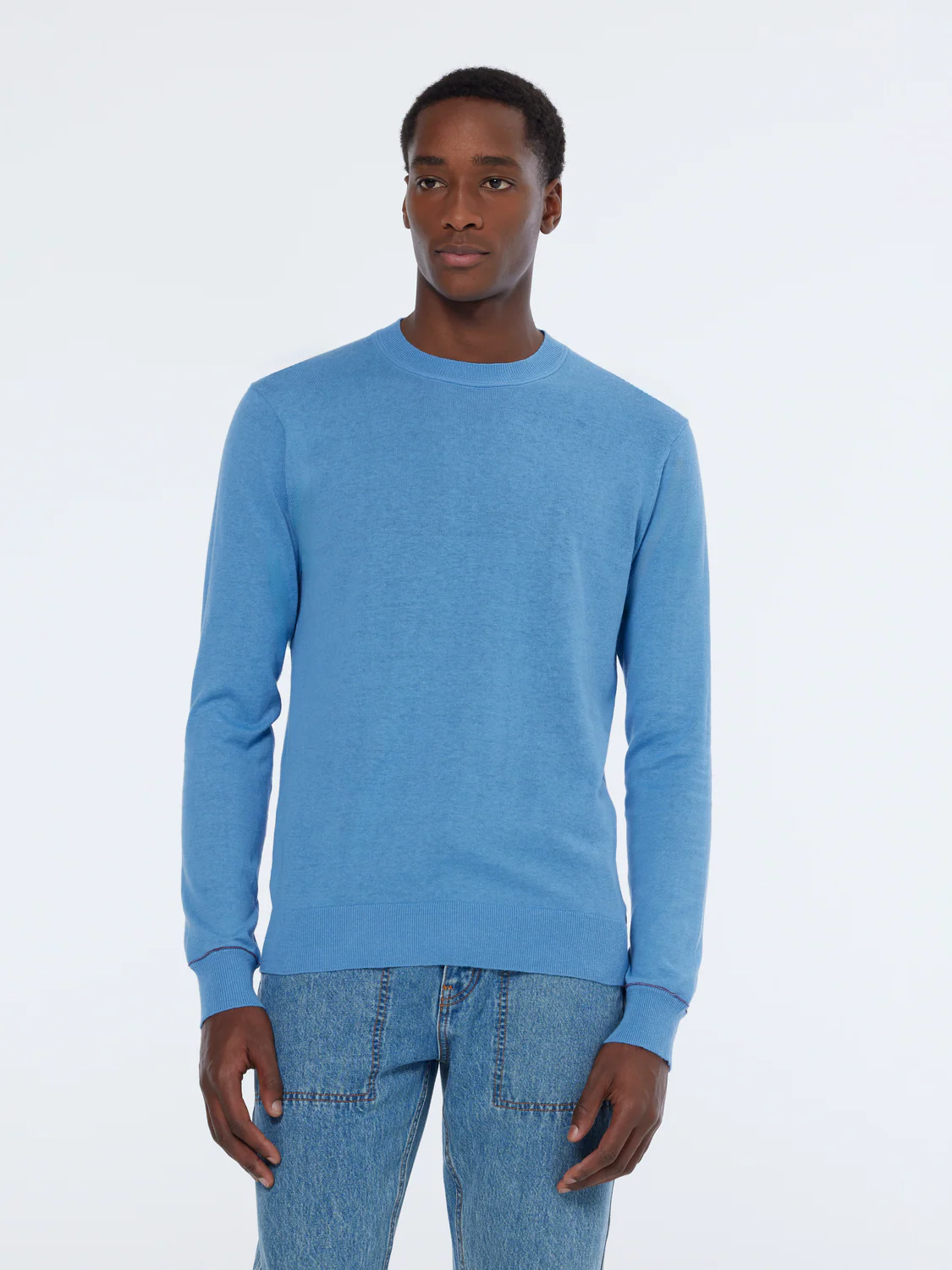 Linen-Blend Regular Fit Crewneck Pullover