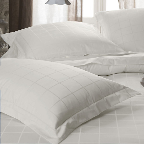 Drap housse CONCERTO satin de coton 140x200 cm bonnet 35 cm uni beige Craie