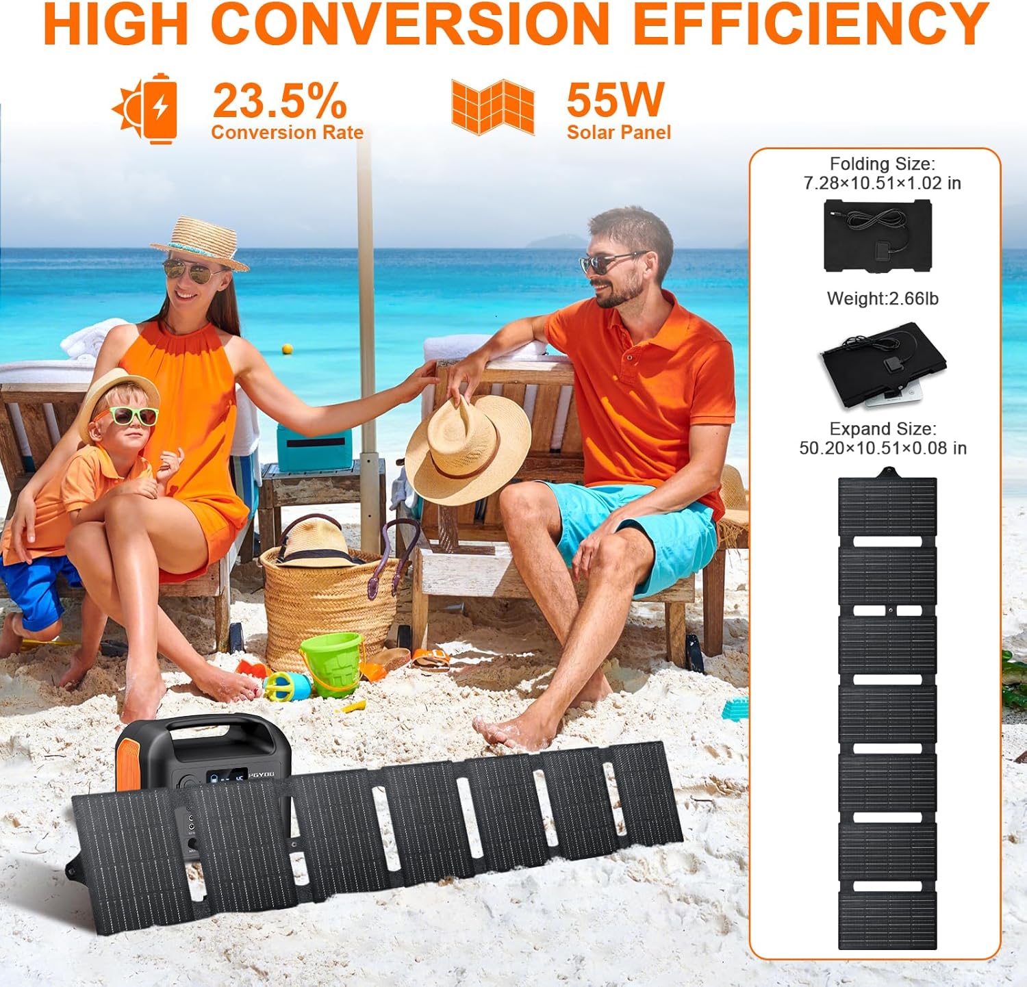 Portable Power Station with 55W Solar Panel  299Wh LiFePO4 Backup Battery 300W Pure Sine Wave AC (600W Peak) Car Outlets PD 60W QC3.0 Solar Generator Power Bank for Camping  Emergency  CPAP