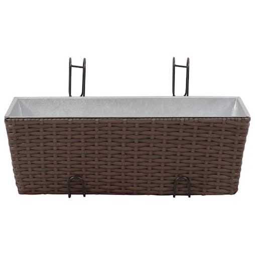 NNEVL Balcony Trapezoid Rattan Planter Set 50 cm 2 pcs Brown
