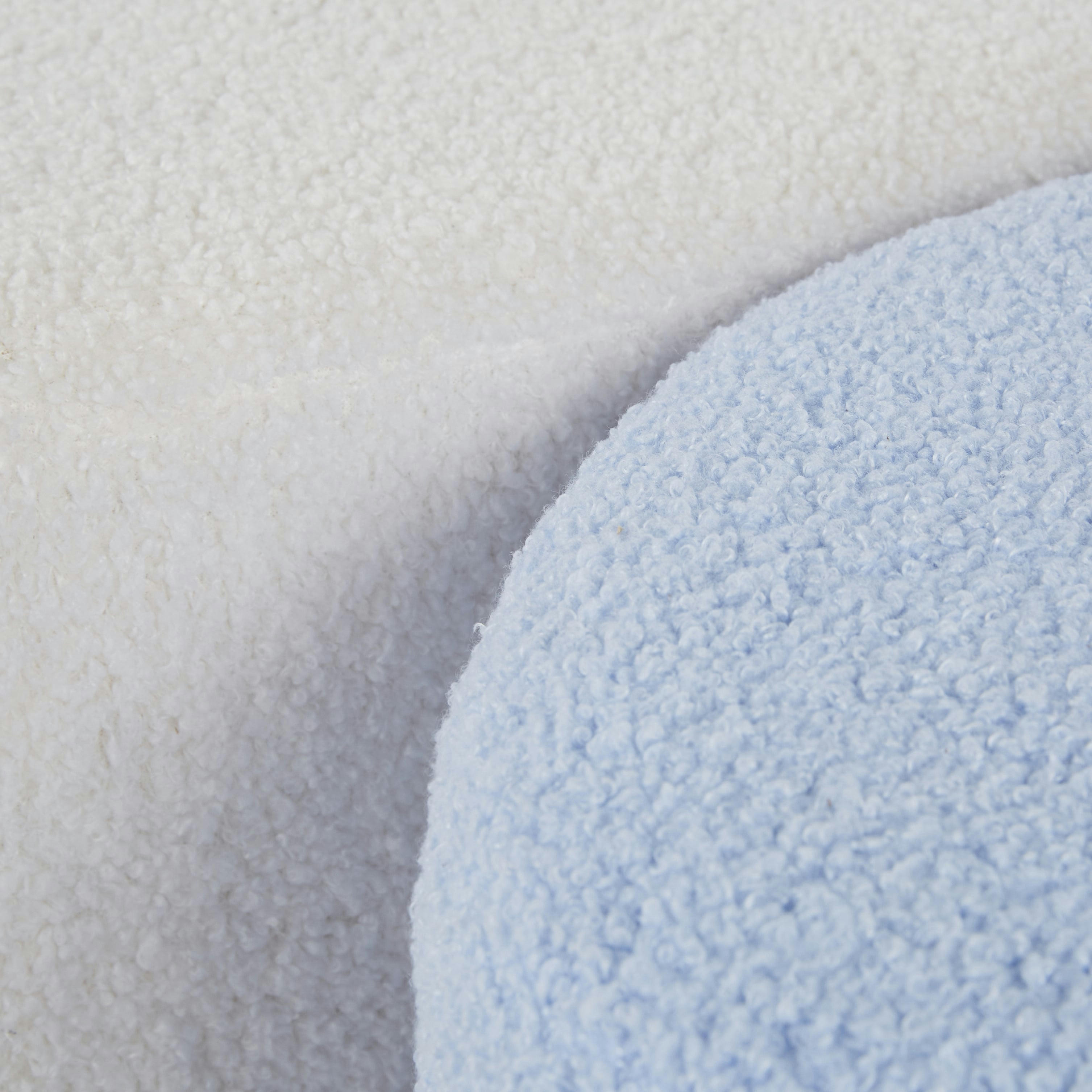 ANTHIME - Poufs en tissu effet laine bouclée blanc et bleu (x2)