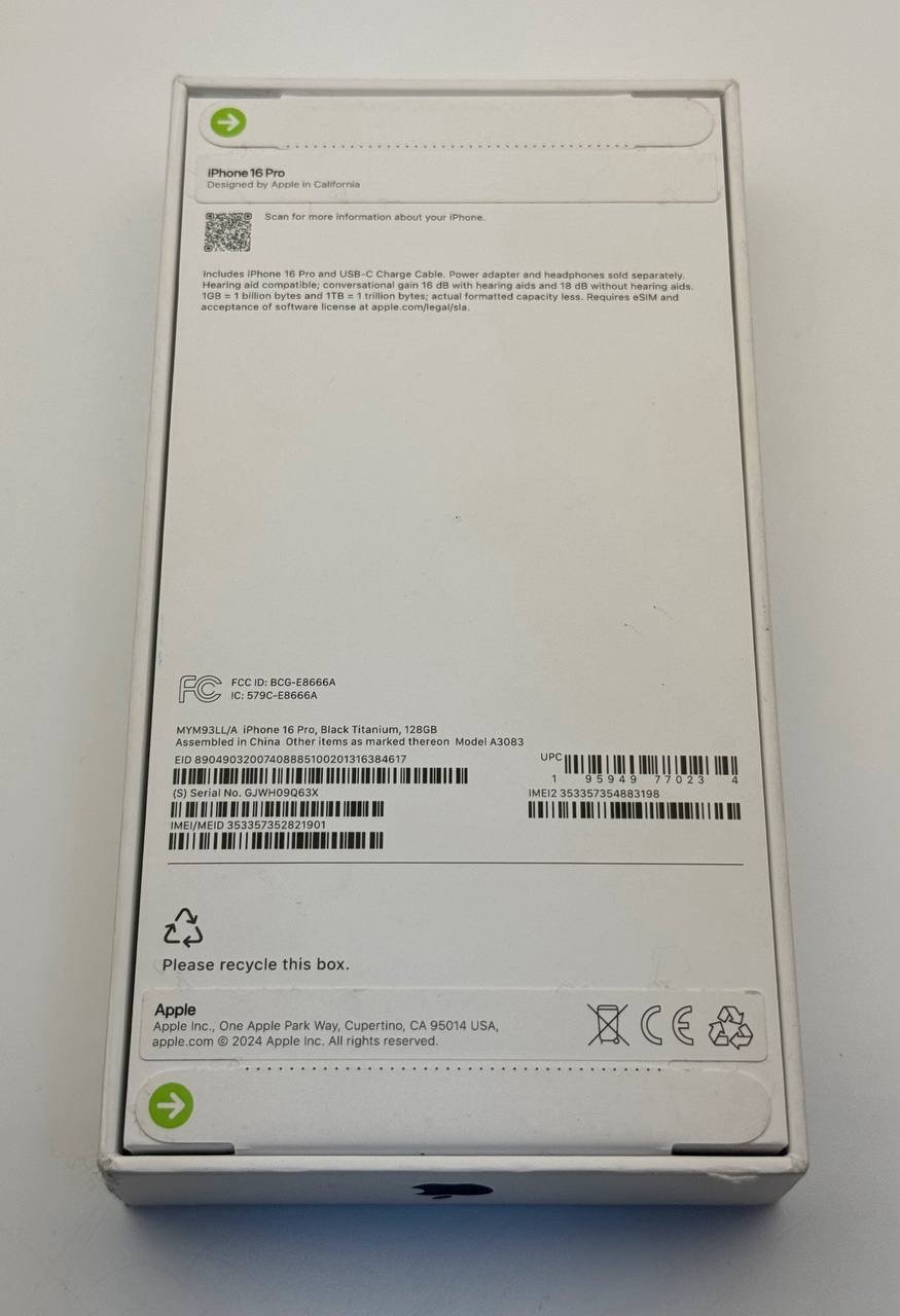 NEW Apple iPhone 16 Pro - 128 GB - Black Titanium SEALED