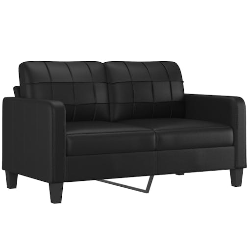NNEVL 2 Piece Sofa Set with Pillows Black Faux Leather