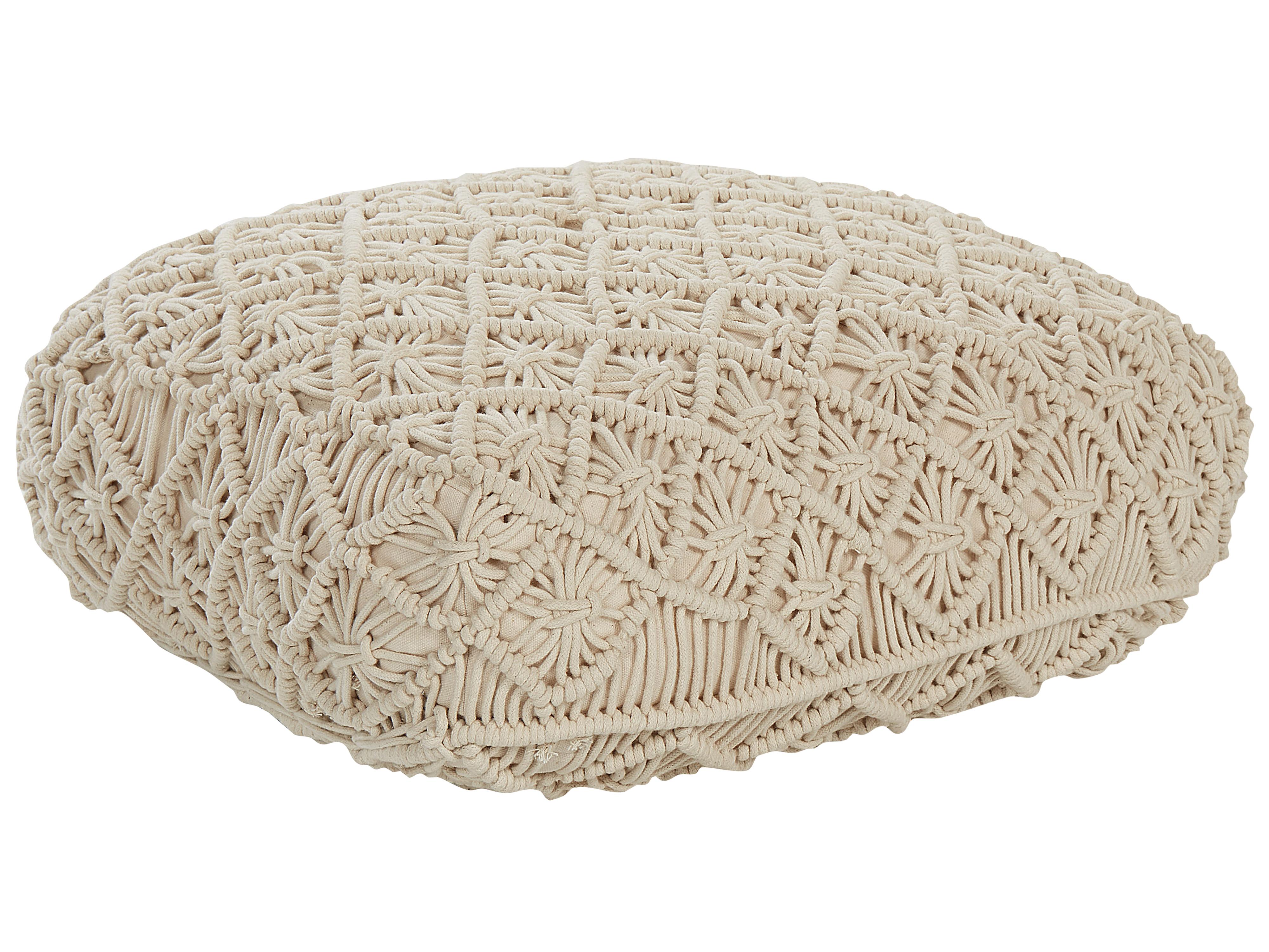 Pouffe Macram�� BERRECHID Cotton Beige