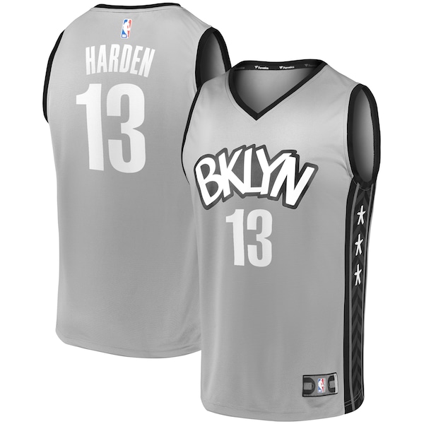 James Harden Brooklyn Nets  Fast Break Replica Jersey Charcoal - Statement Edition/White
