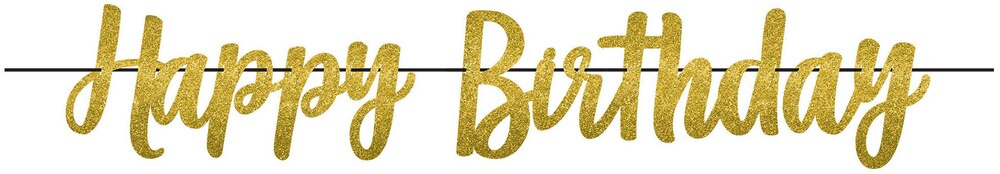 Happy Birthday Banner Decoration, Glitter Gold
