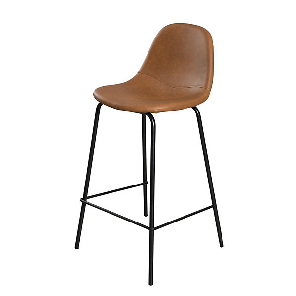 Lot de 2 tabourets de bar hauteur assise 65 cm marrons