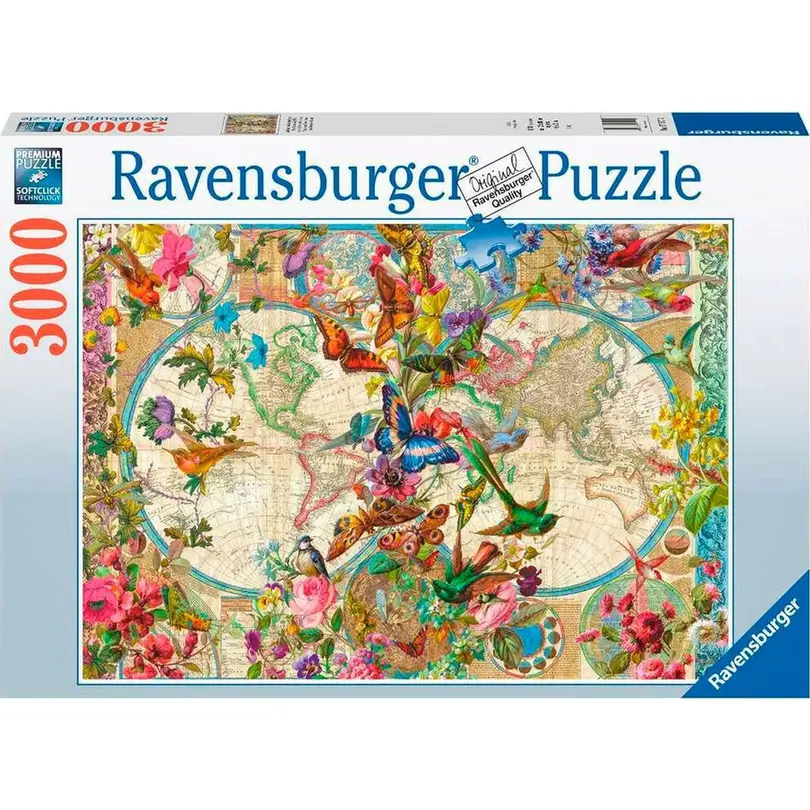 Puzzle Weltkarte mit Schmetterlingen