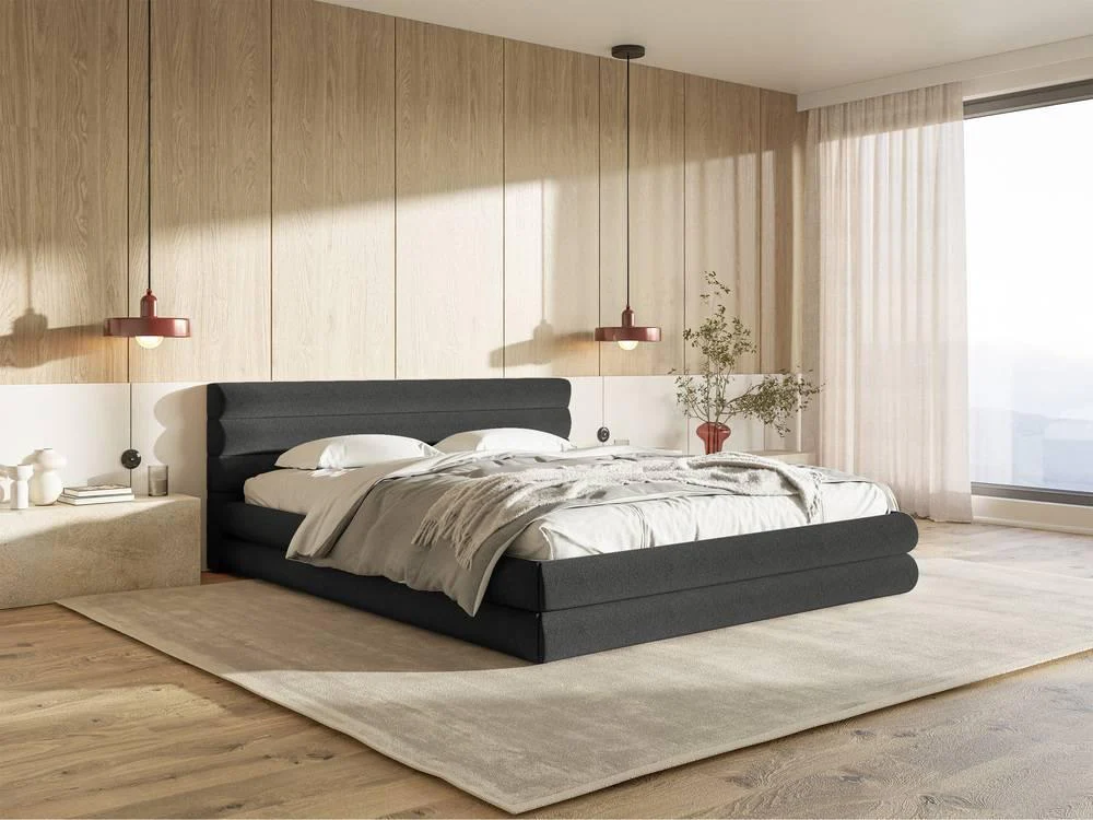 Gestoffeerd bed Alvaro chenille 140 x 200 met beddengoedcontainer