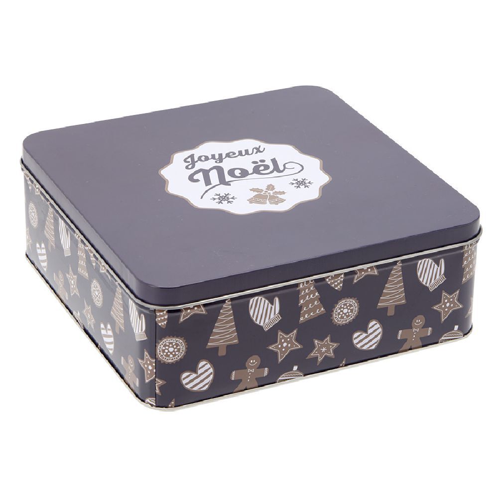 BoÎte carrée en métal pour gâteaux de No&euml;l